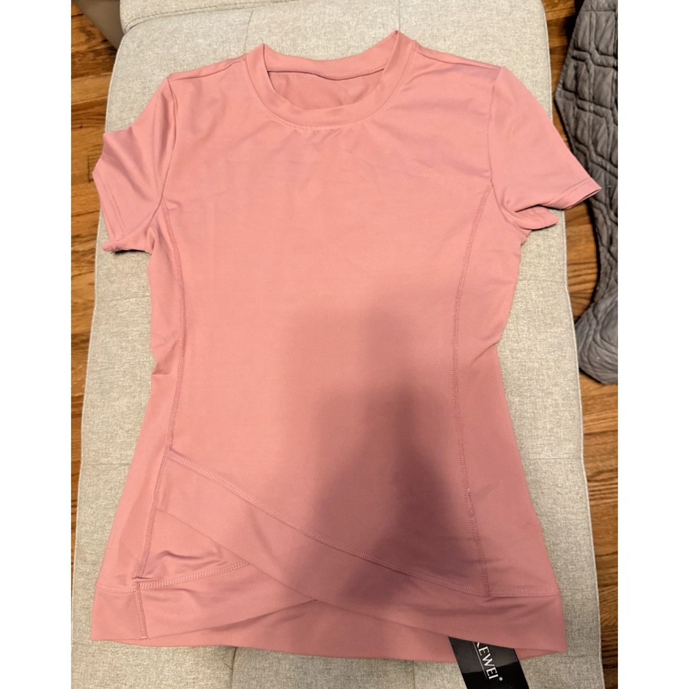 Akewei blush Short Sleeve Crew Neck Fitted Womens Size Small‎